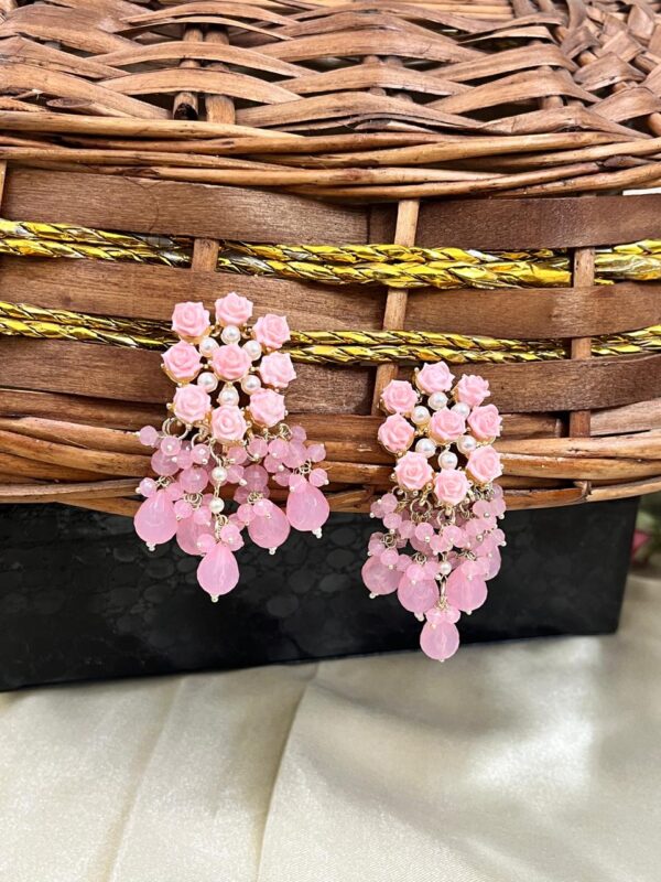Premium quality light weight flower style earring in pink