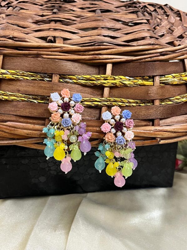 Premium quality light weight flower style earring in multi