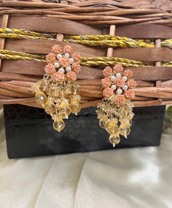 Premium quality light weight flower style earring in yellow