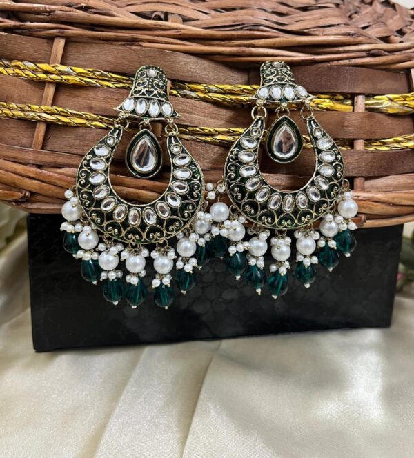 Premium quality light weight meenakari earring in green